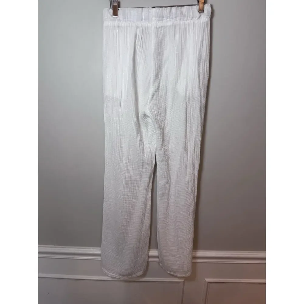 Sol Los Angeles Cotton Crepe Wide Leg Pants White XS